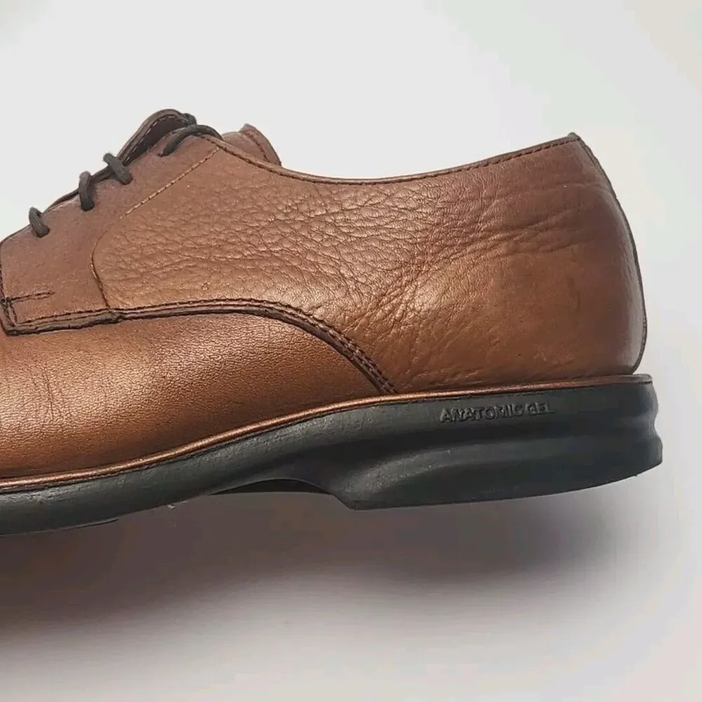 Carlo Morandi Leather Shoes Oxford Brown Men Sz 9.5 40 Anatomic Gel Non-Skid